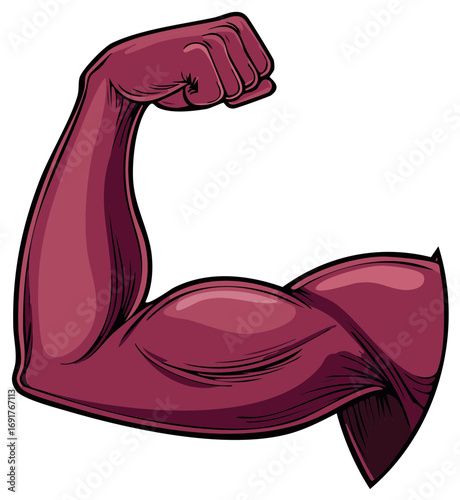 Flexing Bicep Muscle with Clenched Fist in Dynamic Pose