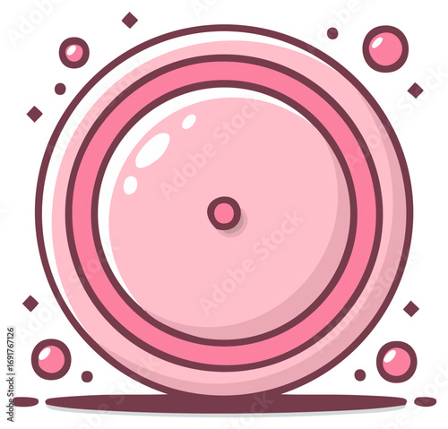 Pink concentric circles with sparkling effects and bubbles