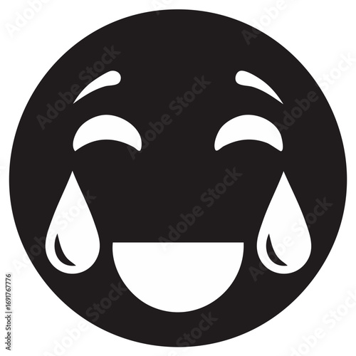 Laughing crying face with tears of joy emoji flat icon vector graphic