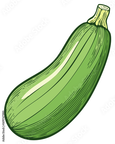 Fresh Zucchini Vegetable Illustration Isolated on White Background