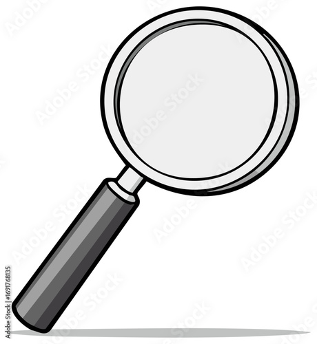 Cartoon magnifying glass illustration for search and discovery concepts
