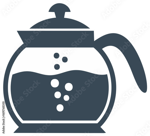 Glass Teapot or Coffee Pot with Bubbling Hot Liquid Vector Icon
