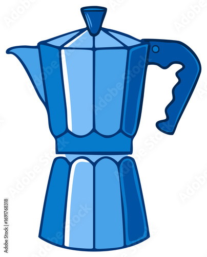 Blue Italian Moka Pot Illustration Vector