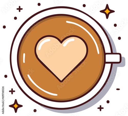 Aromatic Coffee Cup with Heart Shape Design for a Cozy Romantic Treat or Valentine's Day
