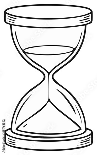 Classic hourglass illustration depicting sand flowing as a symbol of time passing and countdown