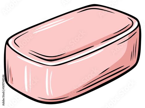 Pink Bar of Soap Illustration for Personal Hygiene and Cleanliness Daily Routine Product