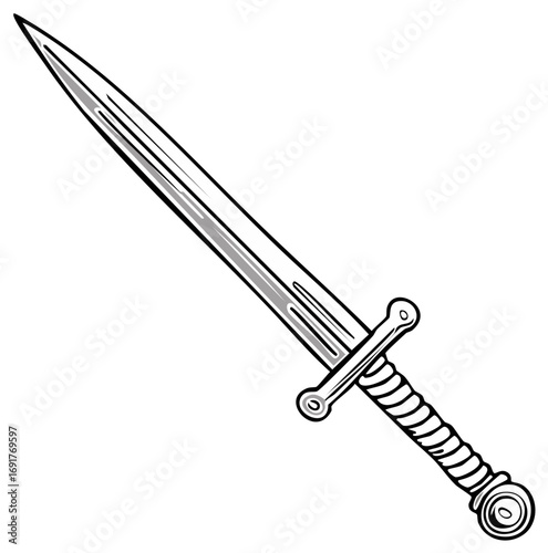 Isolated Longsword Illustration Medieval Weaponry Sharp Blade Handle Design