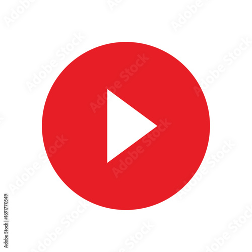 Red background video player icon with play button symbol