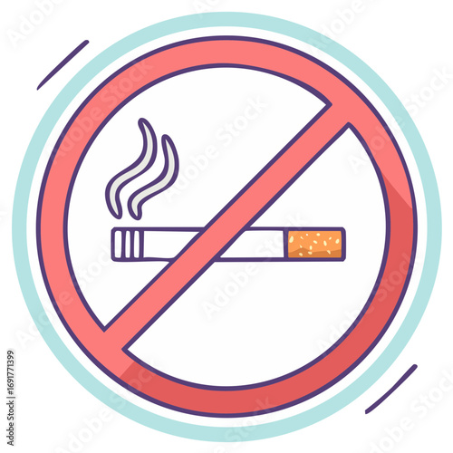 No Smoking sign vector icon showing a prohibited cigarette for health and public safety awareness