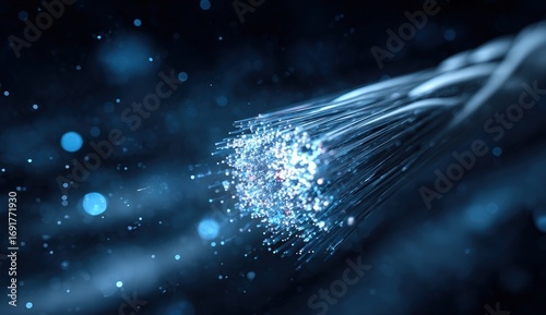 Close-up of glowing fiber optic cable (1)