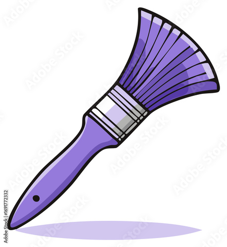 Purple cartoon paint brush illustration