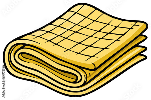 Stacked yellow quilted fabric with a diamond pattern