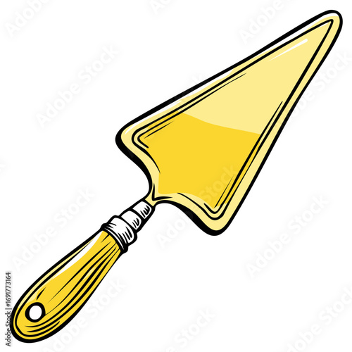 Yellow Cake Spatula Illustration, Serving Utensil, Kitchen Tool, Dessert Server, Vector