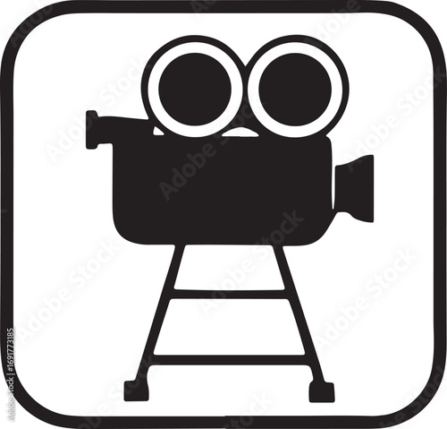 Retro Movie Camera Icon – Filmmaking and Cinema Symbol