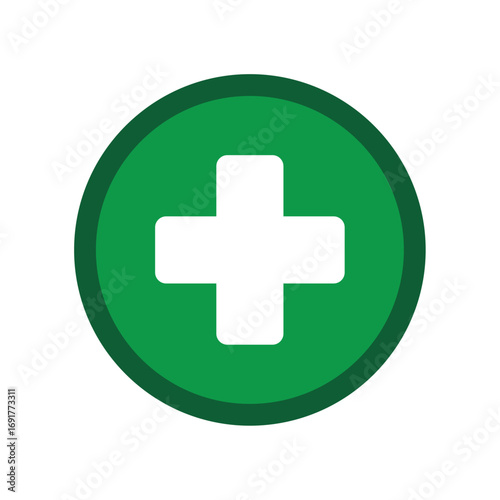 Green medical cross first aid icon for health and emergency illustration