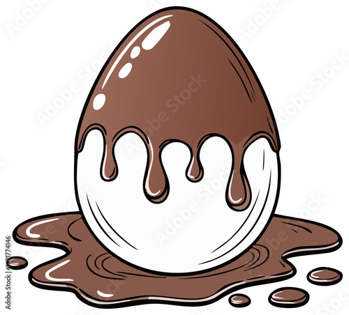 Cartoon illustration of an egg with melted chocolate
