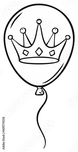 A cartoon balloon with a crown graphic, a symbol of royalty and celebrations.