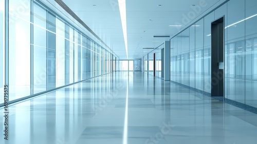 Wallpaper Mural Empty long corridor in the modern office building. background Torontodigital.ca