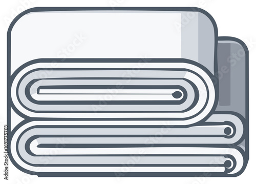 Graphic illustration of neatly folded and rolled clean towels and textiles