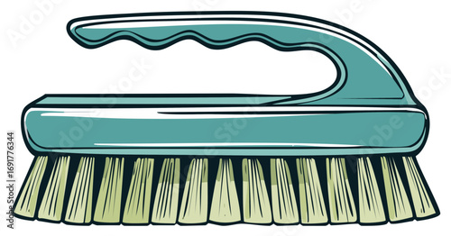 Turquoise Cleaning Brush with Light Green Bristles