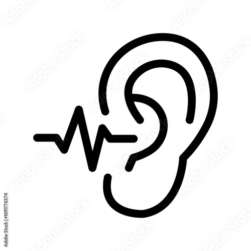 Ear with ECG Wave Line Icon of Hearing Health Icon Set