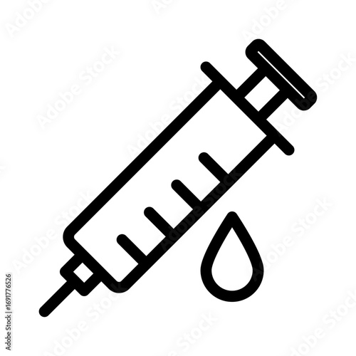 Syringe with Drop Line Icon of Pharmacy and Medicine Icon Set