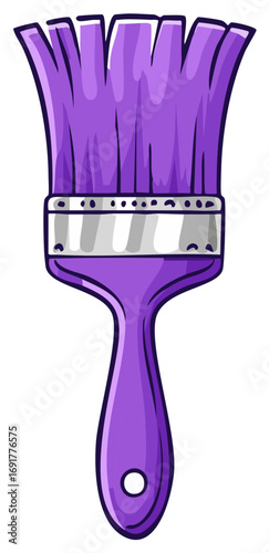 Purple Paintbrush Isolated on White Surface Illustration