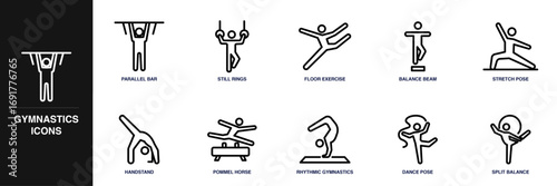 Gymnastics Line Icon Set