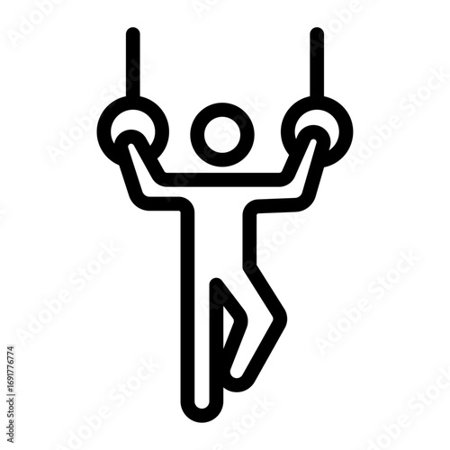 Still Rings Line Icon of Gymnastics Icon Set