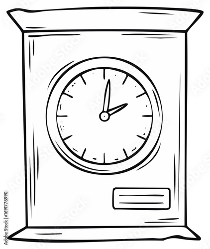 Hand-drawn clock with a blank plaque for personalization