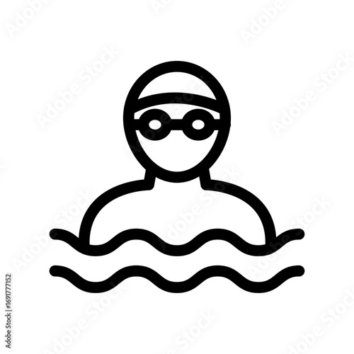 Swimmer Head Line Icon of Swimming Icon Set