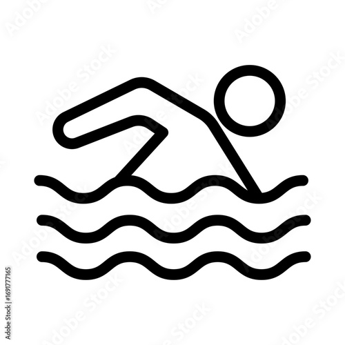Freestyle Line Icon of Swimming Icon Set