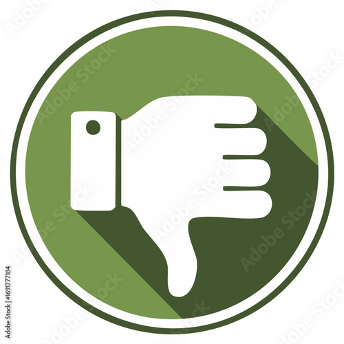 Thumbs Down Symbol Icon Green Circle Abstract Flat Design