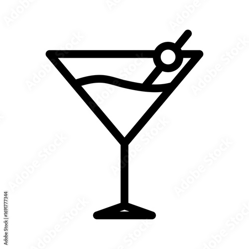 Cocktail Glass Line Icon of Wine and Spirits Icon Set