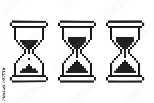 Hourglass icon collection with sand timer and waiting time graphics