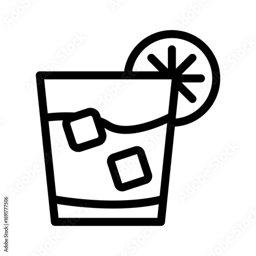 Lowball Glass Line Icon of Cocktails and Mixology Icon Set