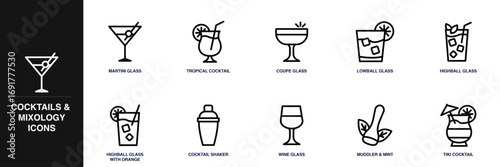 Cocktails and Mixology Line Icon Set
