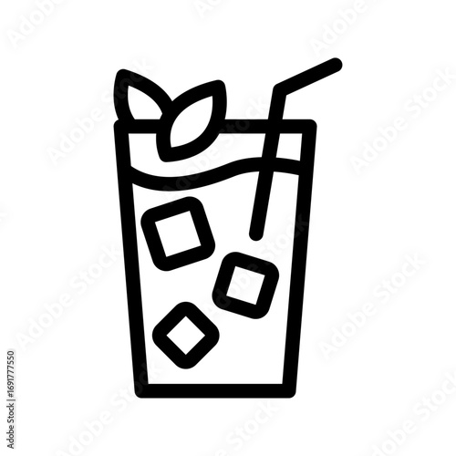 Highball Glass Line Icon of Cocktails and Mixology Icon Set