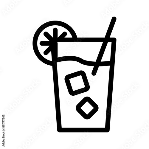 Highball Glass With Orange Line Icon of Cocktails and Mixology Icon Set
