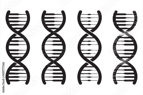 DNA double helix icon collection for biotechnology and medical graphics