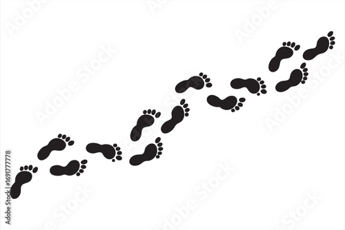 Human steps icon collection with footprints in black silhouette design