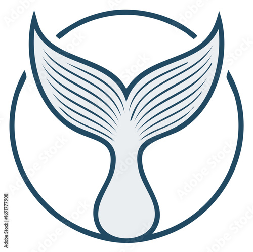 Modern whale tail fluke logo icon vector illustration of a marine animal symbol in a circle