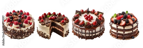 Wallpaper Mural Set of Chocolate Cake Isolated on Transparent Background. PNG. Torontodigital.ca