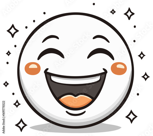 Joyful Smirk Emoji with Sparkling Accents and Blushing Cheeks