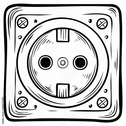 Hand Drawn Electrical Outlet Illustration Sketch Style Wall Plug Power Socket