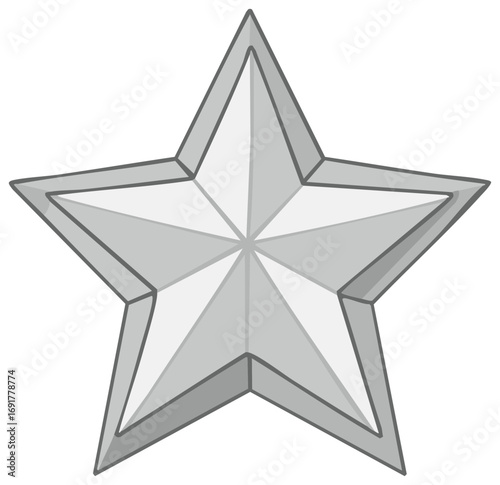 Grey three dimensional star illustration with light and shadow effects