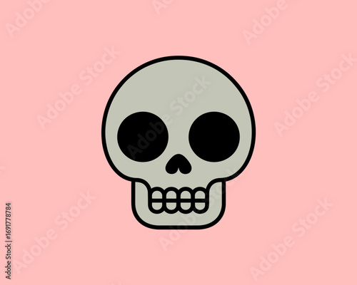 Cartoon skull face simple cute graphic design element halloween spooky fun icon silhouette