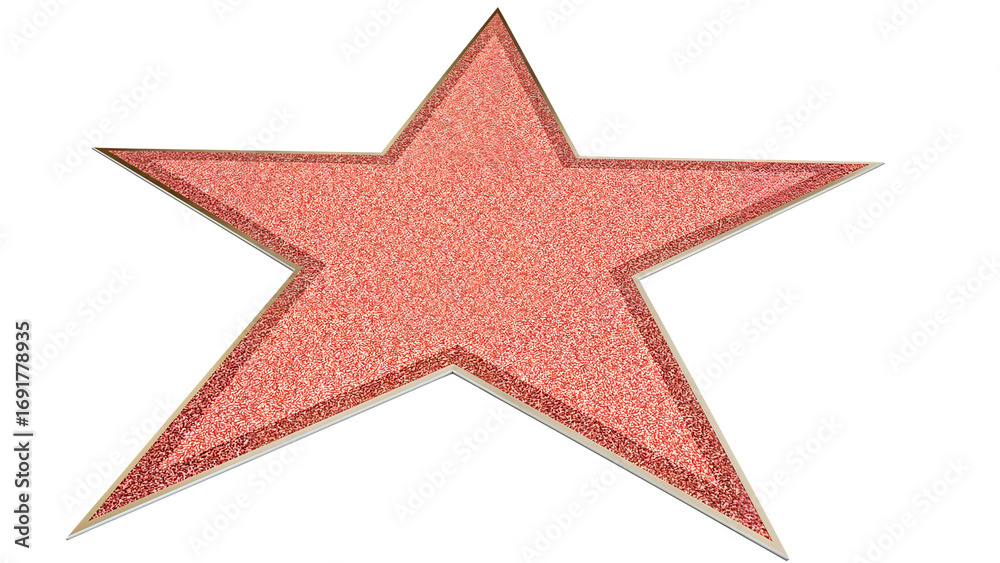 Obraz premium Shimmering pink glitter star with gold border isolated on the transparent background for celebration decoration and award concepts