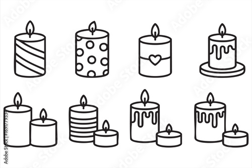 Burning candle vector illustrations for celebration and holiday themes
