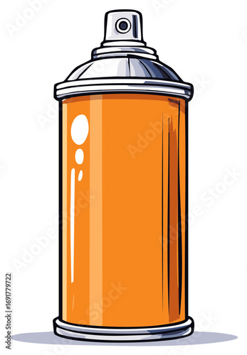 Vector illustration of an orange aerosol spray paint can, a symbol of graffiti and street art culture